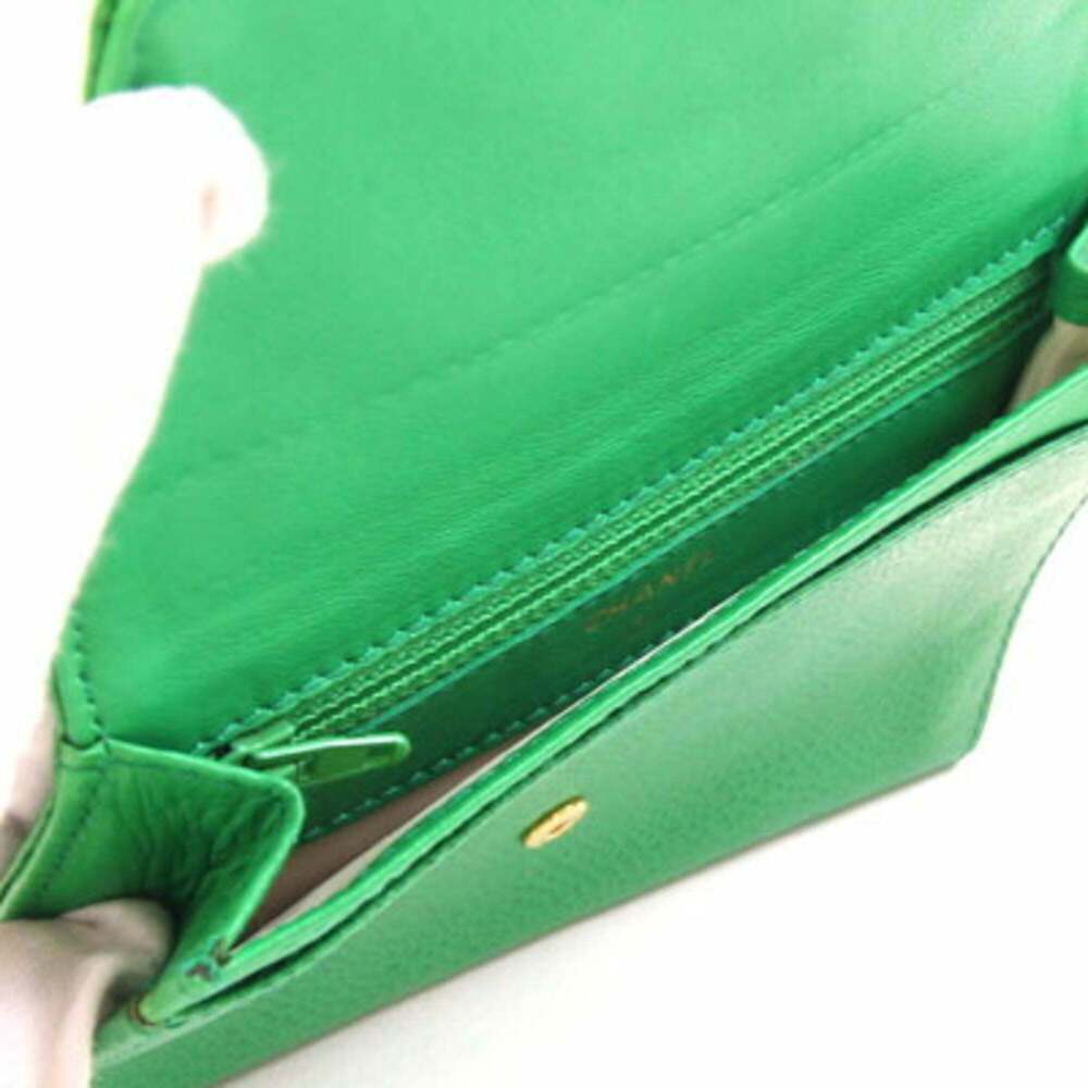 CHANEL Authentic Green Caviar Leather Logo Wallet - Picture 3 of 10